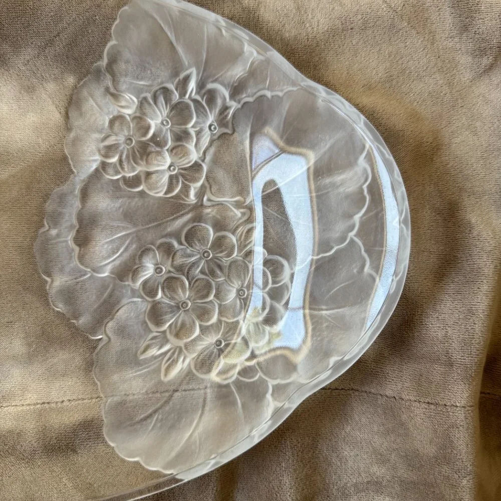 GUC Vintage Mikasa Hoya Crystal‎ Floral Motif Oval Serving Tray 13